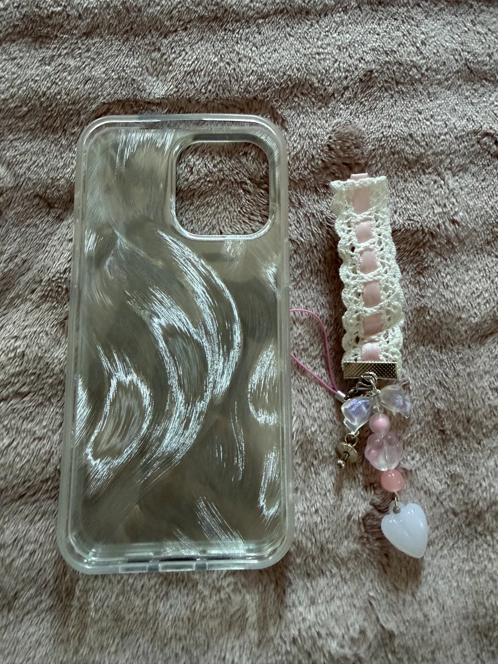 15 Pro Max Pink Ribbon Lace Phone Case